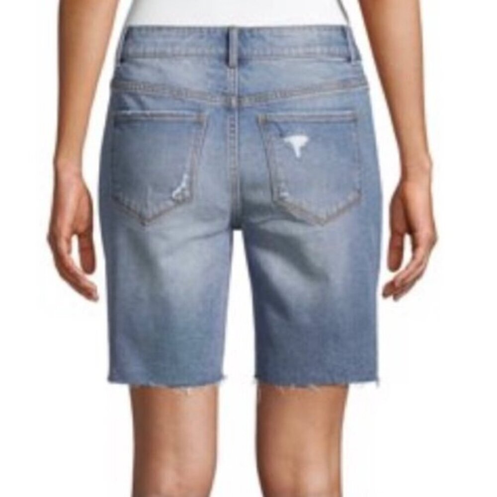 BERMUDA BOYFRIEND DISTRESSED DENIM SHORTS - Picture 2 of 6